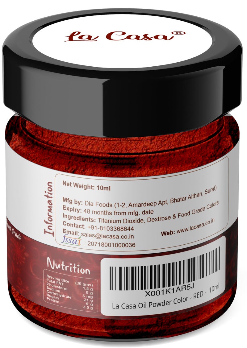 La Casa Oil Powder Food Color-RED | Highly Concentrated Edible Color | 10ml | - Image 2
