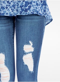 Web Denim Web Denim Blue Highwaist Skinny Jegging Stretchable Ripped Pant Fashionable Comfort Fit Casual Cotton Jegging With Pockets For Women  - Image 4