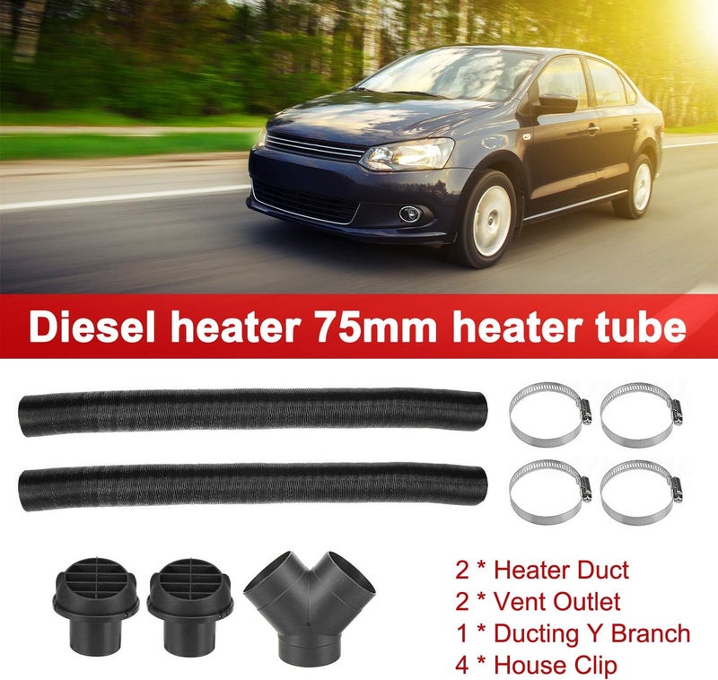 VISLONE Diesel Heater Exhaust Pipe Kit - 75mm Ducting Y Branch Warm Air Outlet - Image 2