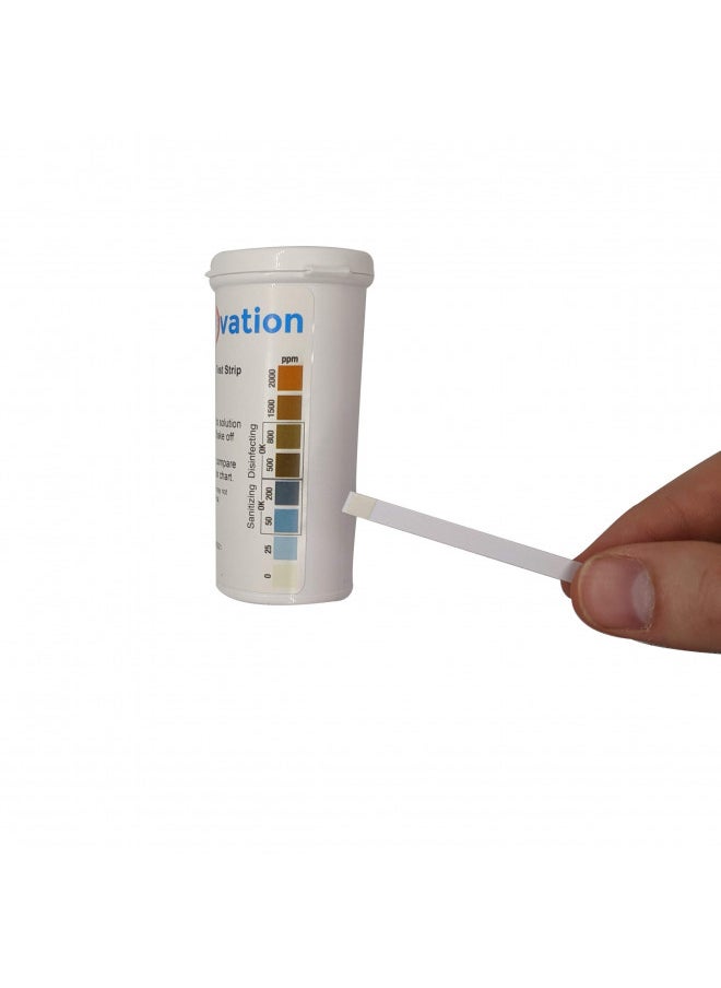 Bartovation Active Chlorine Bleach Test Strips, 0-2000 ppm [Vial of 100 Plastic Strips] Designed for Daycares and Senior Homes for Sanitizing and Disinfecting 