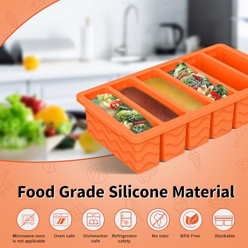 Doasuwish 2-Pack Silicone Freezer Trays with Lid, 2 Large 2-Cup(500ml) & 6 Small 1/2-Cup(125ml) Soup Freezer Container Molds, Ice Cube Tray For Meal Prep & Freezing Soup, Stews, Sauces, Oven & Dishwasher-Safe - Image 2
