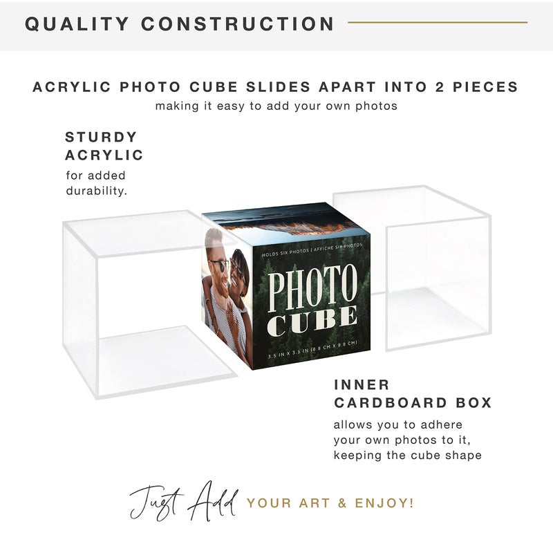 MCS 3.25x3.25 Inch Clear Plastic 6 Sided Photo Cube 4-Pack, Clear (65750) - Image 4