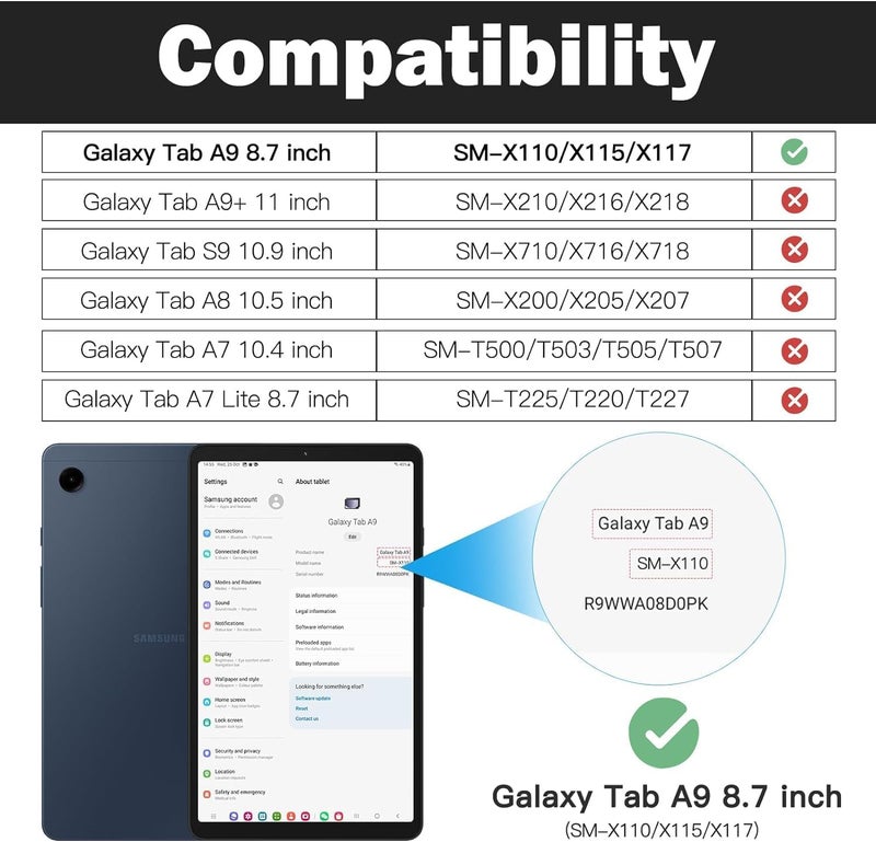 TGK Slim Heavy Duty Shockproof Protection Kickstand Hybrid Case Cover for Samsung Galaxy Tab A9 8.7 inch Black - Image 2