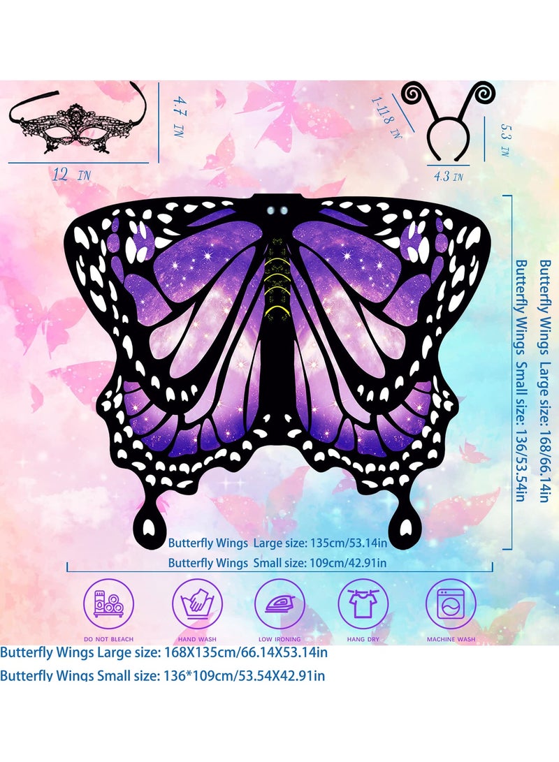 VUCATIN Butterfly Wings for Women Holiday Party Butterfly Costume for Women Women Fairy Ladies Cape Nymph Pixie Cloak Children Adults Role Play Costume Set With Mask And Headgear - Image 2
