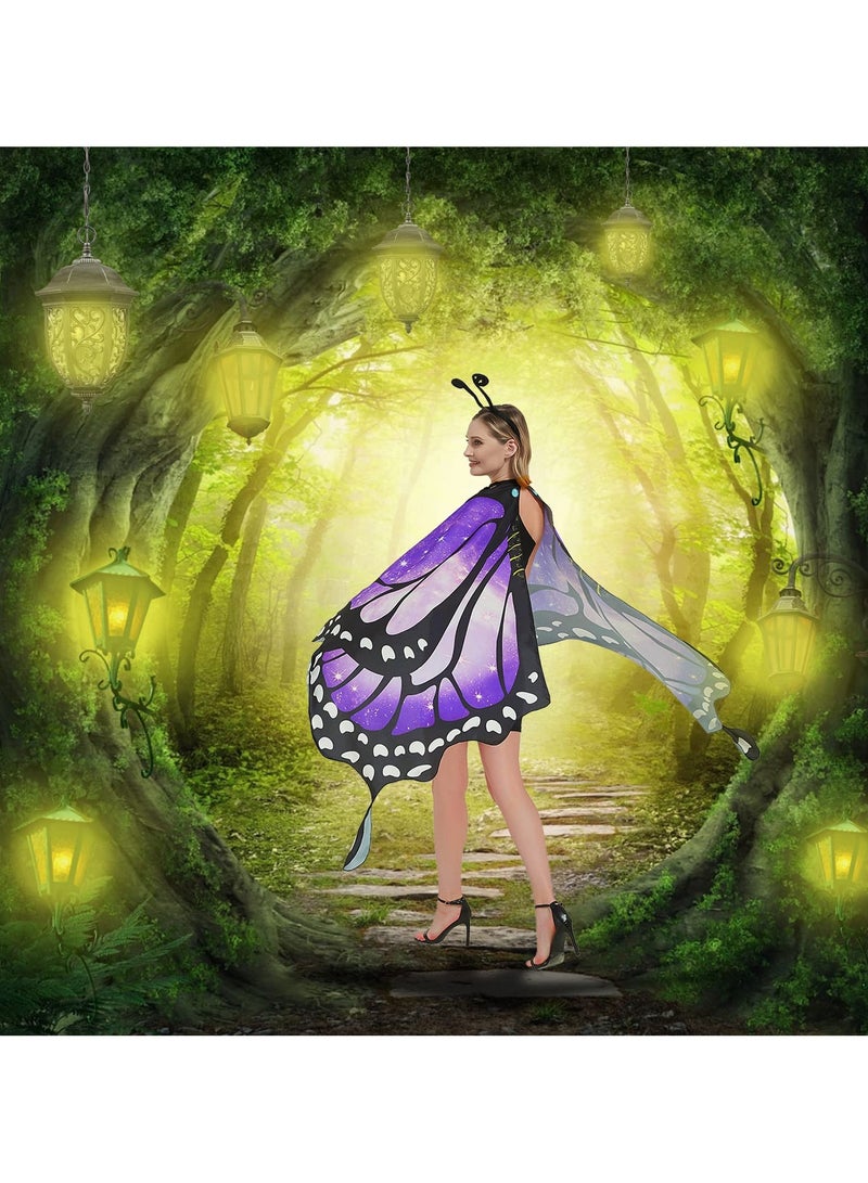 VUCATIN Butterfly Wings for Women Holiday Party Butterfly Costume for Women Women Fairy Ladies Cape Nymph Pixie Cloak Children Adults Role Play Costume Set With Mask And Headgear - Image 4
