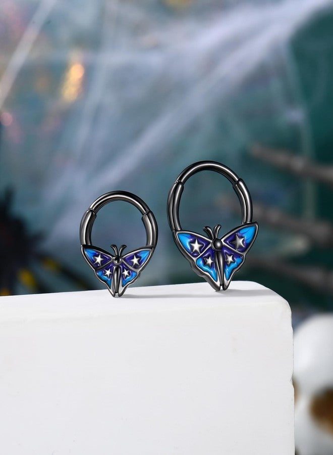 COCHARM Halloween Septum Rings 16G Black Moth Septum Daith Jewelry Surgical Steel 10MM Helix Daith Piercing Jewelry - Image 4