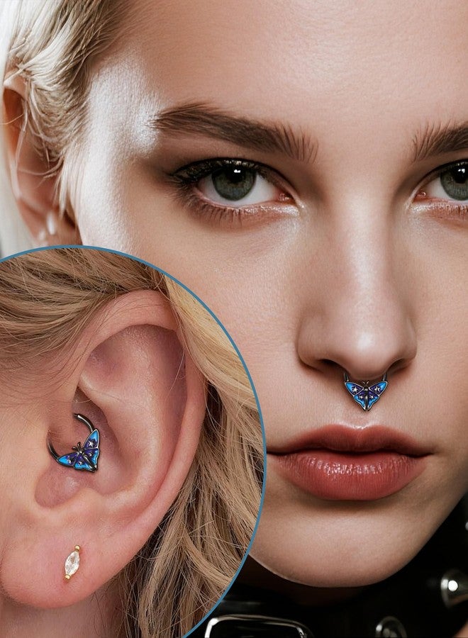 COCHARM Halloween Septum Rings 16G Black Moth Septum Daith Jewelry Surgical Steel 10MM Helix Daith Piercing Jewelry - Image 2