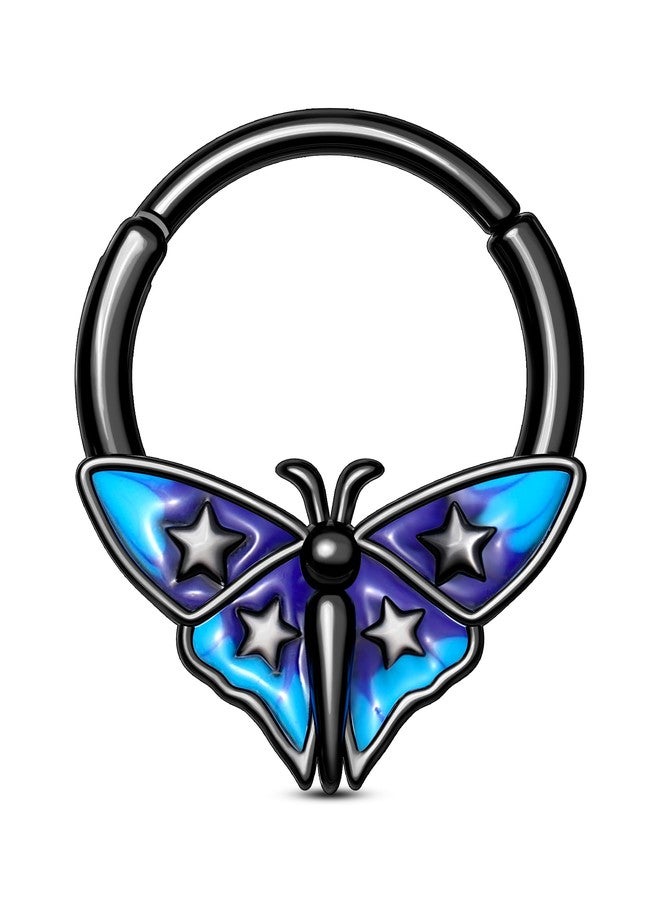 COCHARM Halloween Septum Rings 16G Black Moth Septum Daith Jewelry Surgical Steel 10MM Helix Daith Piercing Jewelry - Image 1