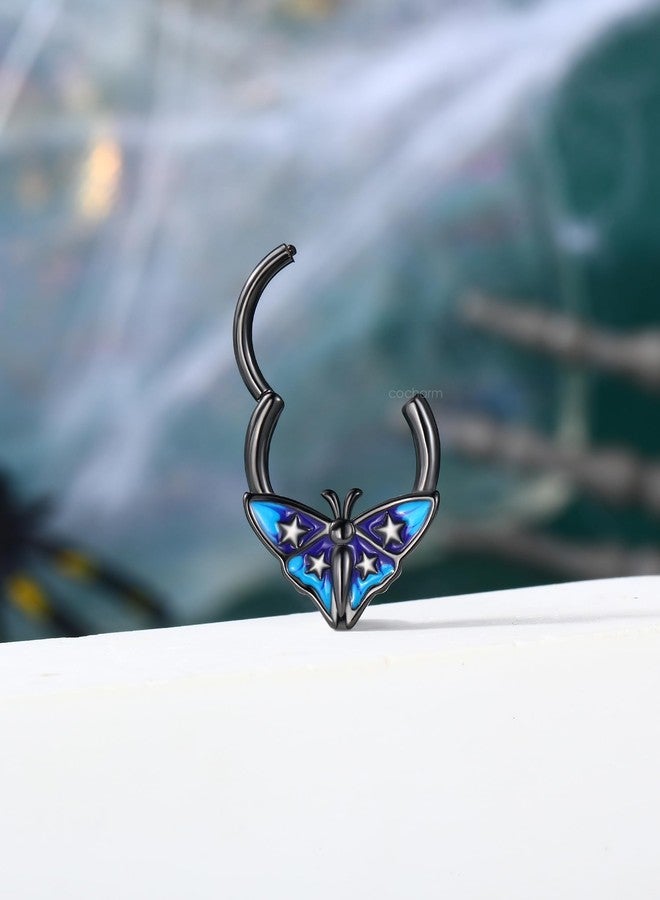 COCHARM Halloween Septum Rings 16G Black Moth Septum Daith Jewelry Surgical Steel 10MM Helix Daith Piercing Jewelry - Image 5