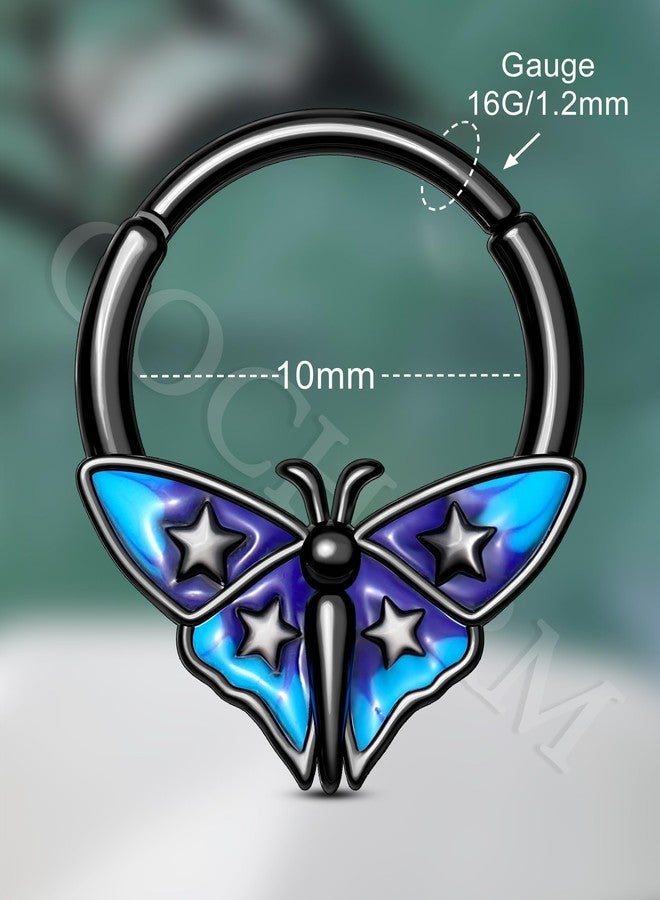 COCHARM Halloween Septum Rings 16G Black Moth Septum Daith Jewelry Surgical Steel 10MM Helix Daith Piercing Jewelry - Image 3