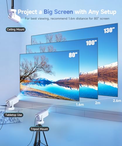 MAGCUBIC بروجكتور ميني ماجكيوبيك مع واي فاي 6 وبلوتوث 5.4، بروجكتور محمول بدقة 4K، مكبر صوت 5 واط، بروجكتور ذكي قابل للدوران 180° مع خاصية تصحيح الزاوية العمودية التلقائي لمشاهدة الأفلام في المنزل أو في الهواء الطلق - Image 4