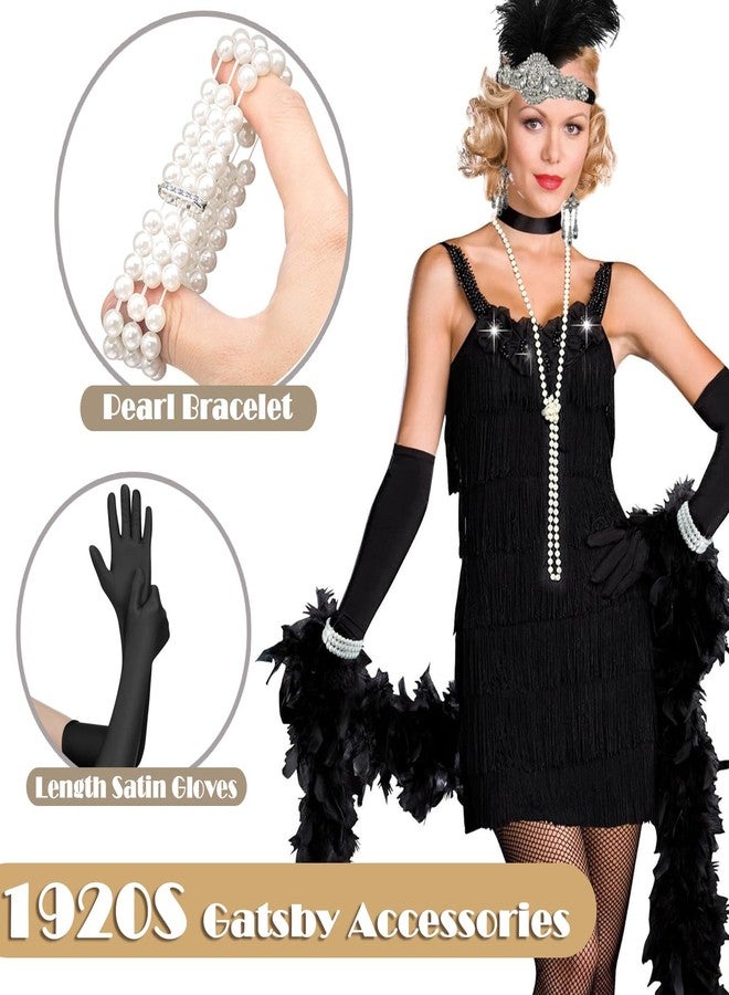EIELO 1920s Great Gatsby Accessories Set for Women Headpiece Headband Flapper Roaring 20s Costume Accessories - Image 2