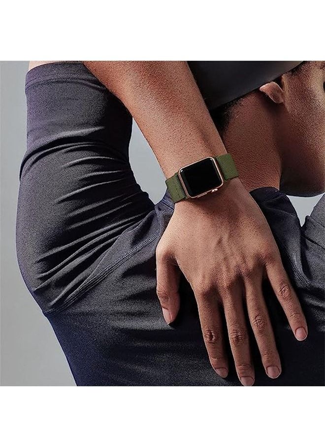 Ocean - Soft Nylon Elastic Braided Strap For Apple Watch SE Series 8/7/6/5/4/3/2/1 (Army Green, 38mm/40mm/41mm) - Image 1