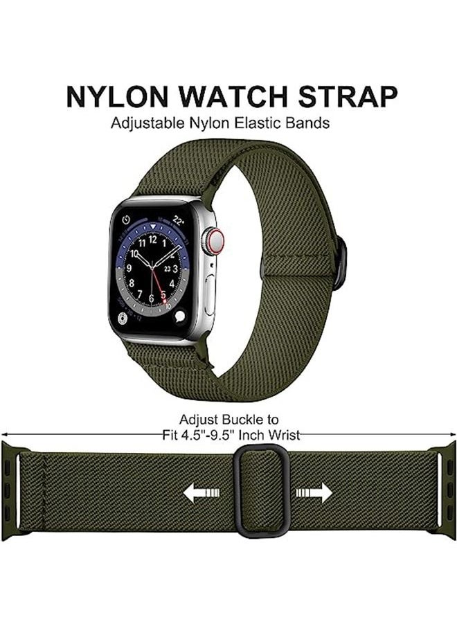 Ocean - Soft Nylon Elastic Braided Strap For Apple Watch SE Series 8/7/6/5/4/3/2/1 (Army Green, 38mm/40mm/41mm) - Image 1