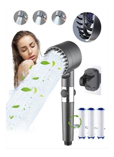 Handheld Shower Filter Shower Head (3 Modes), High Pressure Shower Heads Remove Chlorine and Impurities, Massages Scalp to Anti Hairfall and Dry