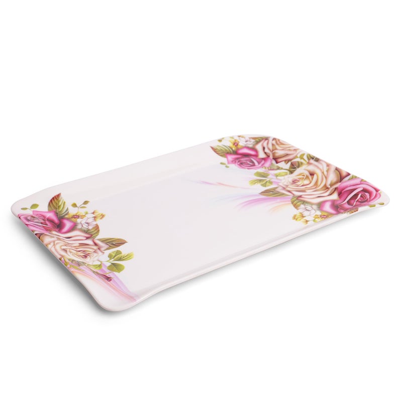 Home Pro Home-Pro - Melamine Serving Tray Set of 2 | 2 Different Sizes | Multicolor Floral Design | Ideal for Serving Snacks/Tea/Coffee | Tray Small & Medium Sizes - Image 2