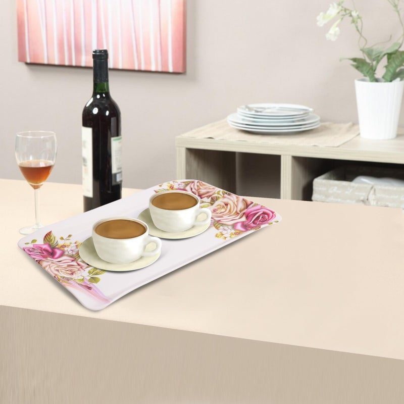 Home Pro Home-Pro - Melamine Serving Tray Set of 2 | 2 Different Sizes | Multicolor Floral Design | Ideal for Serving Snacks/Tea/Coffee | Tray Small & Medium Sizes - Image 5