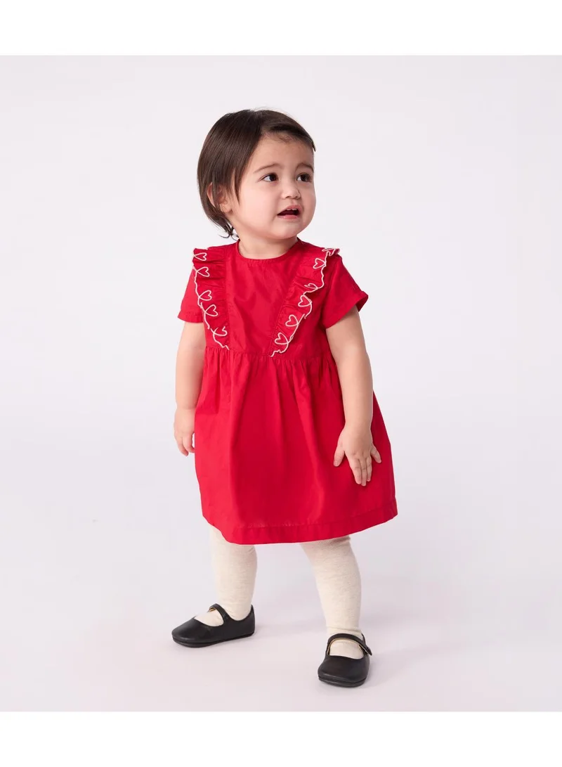 بيتي باتو Babies' short-sleeved plain cotton dress with matching bloomers