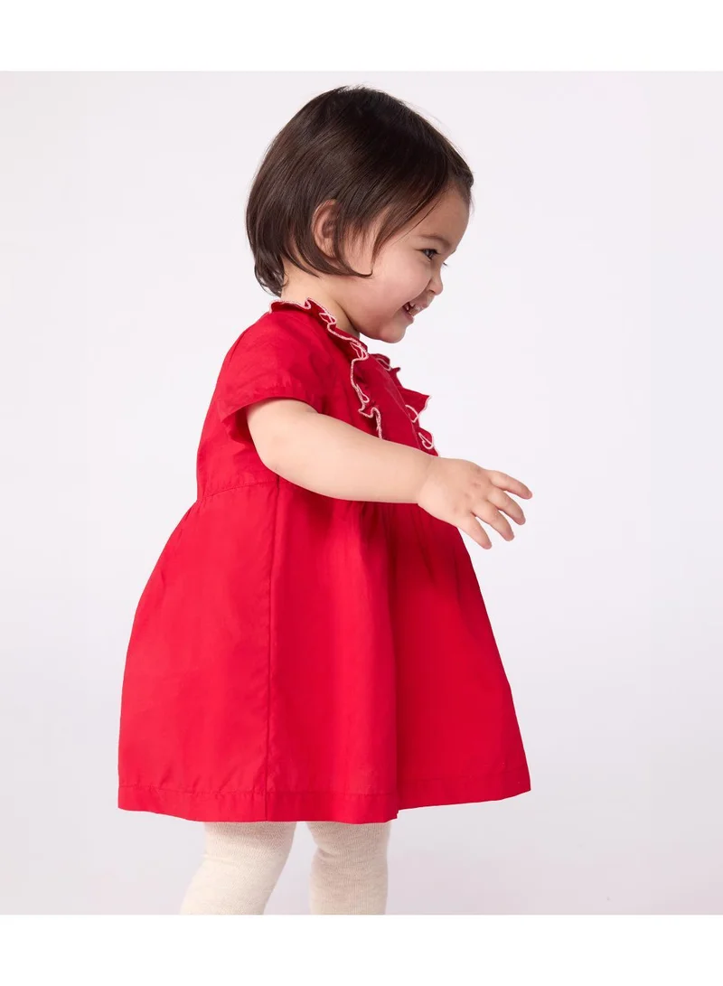 بيتي باتو Babies' short-sleeved plain cotton dress with matching bloomers