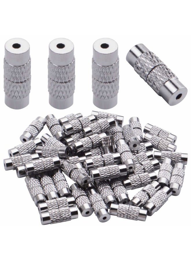 BronaGrand 50pcs Brass Screw Clasps Barrel Clasps Cord End Caps Jewelry End Tips for Bracelet Necklace Making,Silver - Image 1
