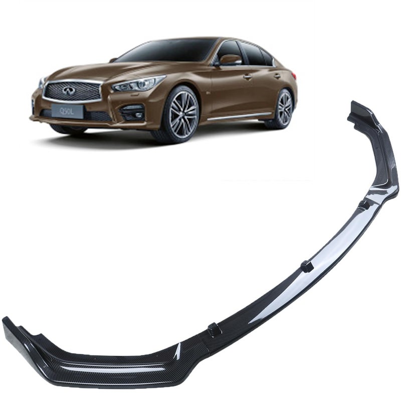 MUCO 3PCS New Front Bumper Front Lips Compatible with Infiniti Q50 Base 2018 2019 2020 2021 2022 2023 2024 Car Front SpoilerCarbon Fiber Look Front Spoiler Not Fit Q50 Sport