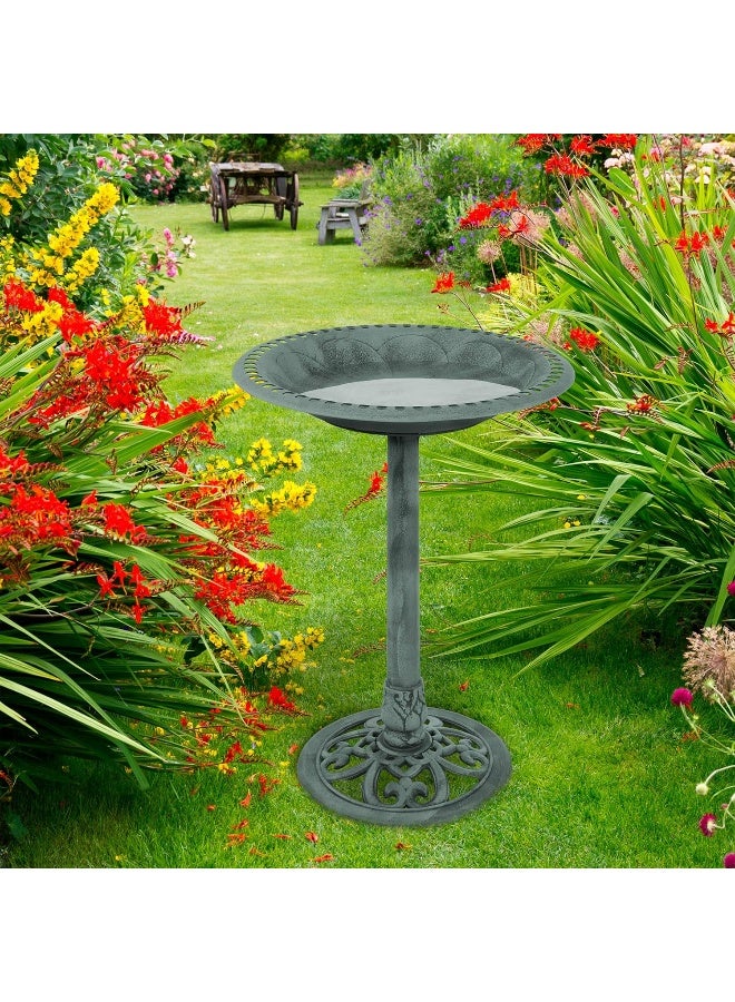 Pure Garden Green Resin Bird Bath With Antique Design-Patina  - Image 3