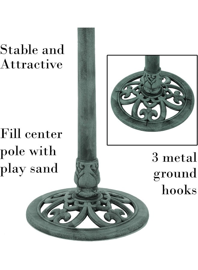 Pure Garden Green Resin Bird Bath With Antique Design-Patina  - Image 4