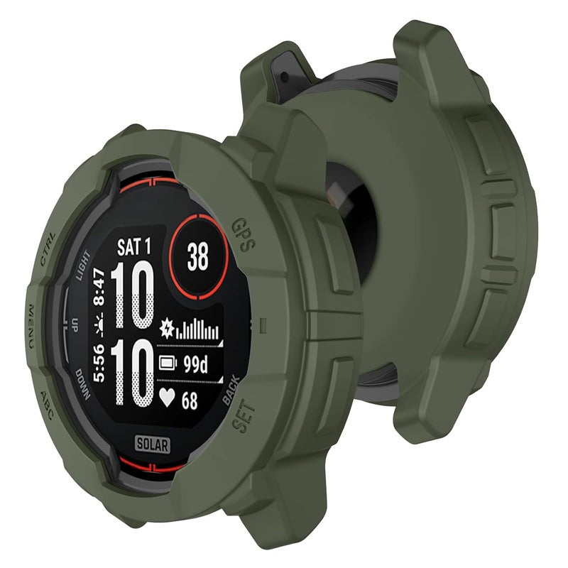 جراب متوافق مع ساعة Garmin Instinct 3 مقاس 45 مم، غطاء حماية من مادة TPU الناعمة، مقاوم للصدمات، غطاء واقٍ لساعة Garmin Instinct 3 مقاس 45 مم (لون أخضر غابي) - Image 2