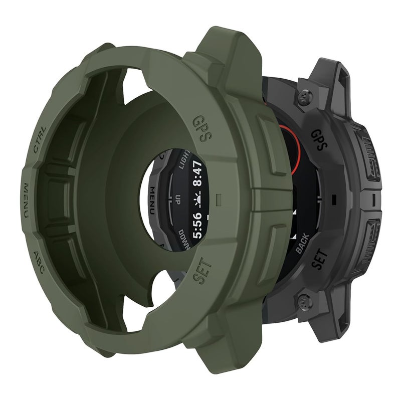 جراب متوافق مع ساعة Garmin Instinct 3 مقاس 45 مم، غطاء حماية من مادة TPU الناعمة، مقاوم للصدمات، غطاء واقٍ لساعة Garmin Instinct 3 مقاس 45 مم (لون أخضر غابي) - Image 1