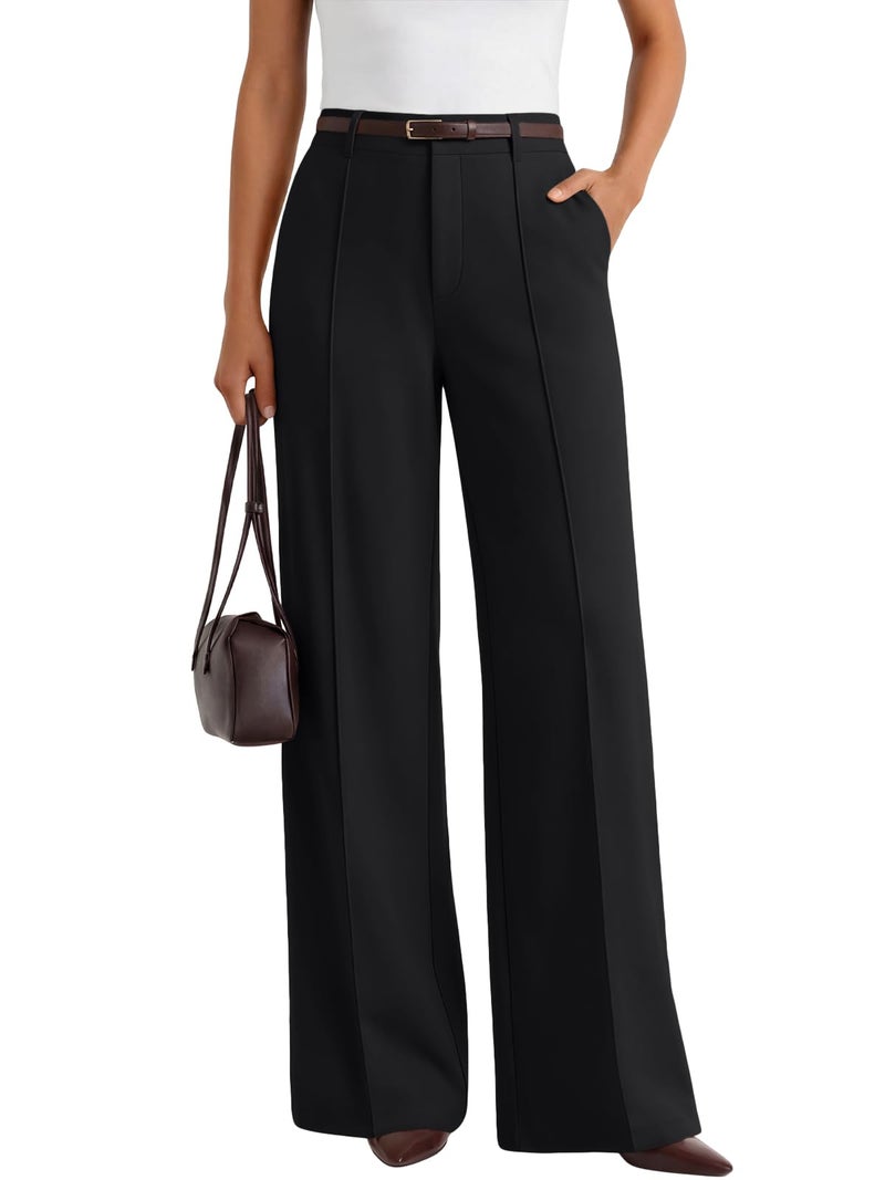 LILLUSORY Wide Leg Dress Work Pants Petite Spring Summer 2026 Trousers Slacks High Waisted Business Dressy Casual Capsule Wardrobe Outfits Clothes Office Teacher Clothing Black M - Image 1
