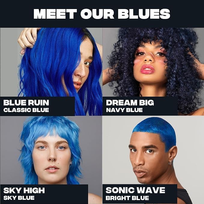 Good Dye Young Semi-Permanent Hair Color, Vegan and Cruelty-Free Blue Hair Dye, Last up to 24 Washes, Non-Damaging Conditioning Hair Color (5FL OZ, Blue Ruin) - Image 4