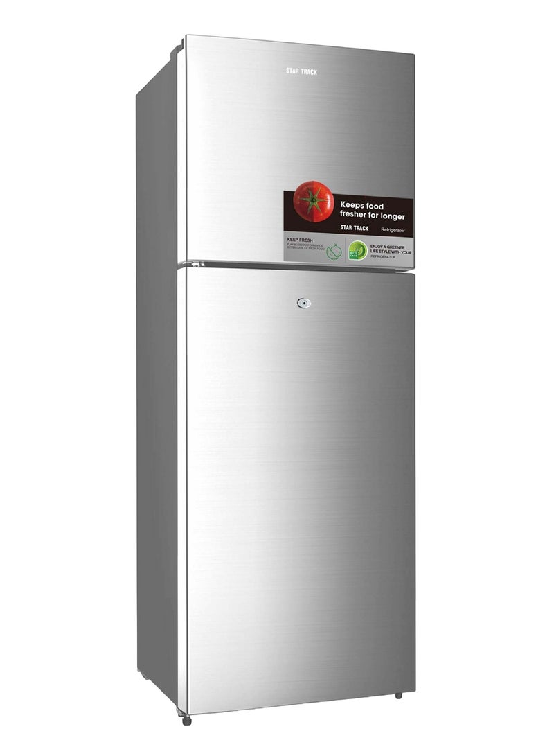 STAR TRACK 260L Gross / 189L Net Capacity, Compact No Frost Double Door Refrigerator with Adjustable Shelf, Freezer, LED Light, Transparent Crisper, Low Noise Operation, Lock & Key, Energy Efficient – ST-FRG-260NSKE Silver ST-FRG-260NSKE Silver - Image 1