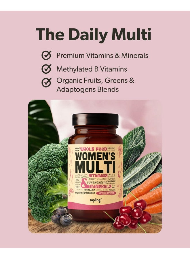 sapling Multivitamin for Women - Daily Women’s Multivitamin - Methylated B Complex with Whole Food Ingredients, Vitamin B12, Folate, A, C, D3, E, K2, Organic Fruits & Vegetables - Vegan, Non-GMO - 60 Caps  - Image 2
