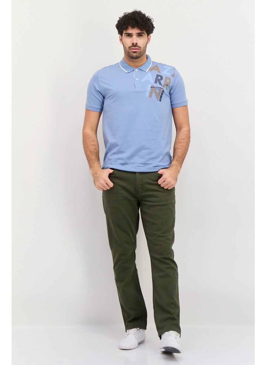 Gazzarrini Men Regular Fit Graphic Print Short Sleeves Polo Shirt, Sage Blue  - Image 2