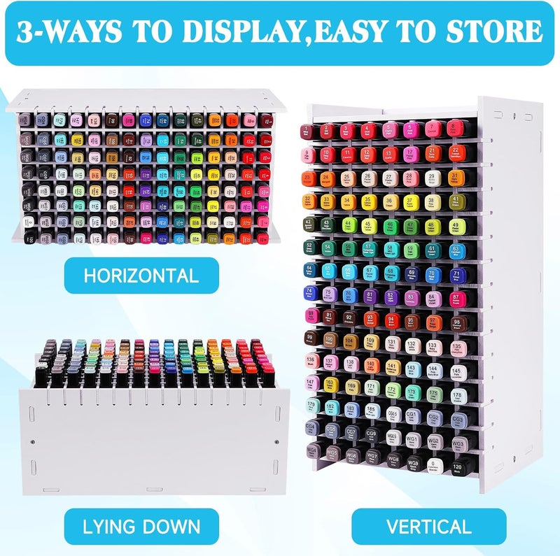 Yrangee Marker Organizer, 120 Slots Marker Holder Organizer, Marker Storage with Divider Art Marker Rack for Pens Colored Pencils Art Brushes Adjustable Pencil Holder for Desk Organizer - Image 3