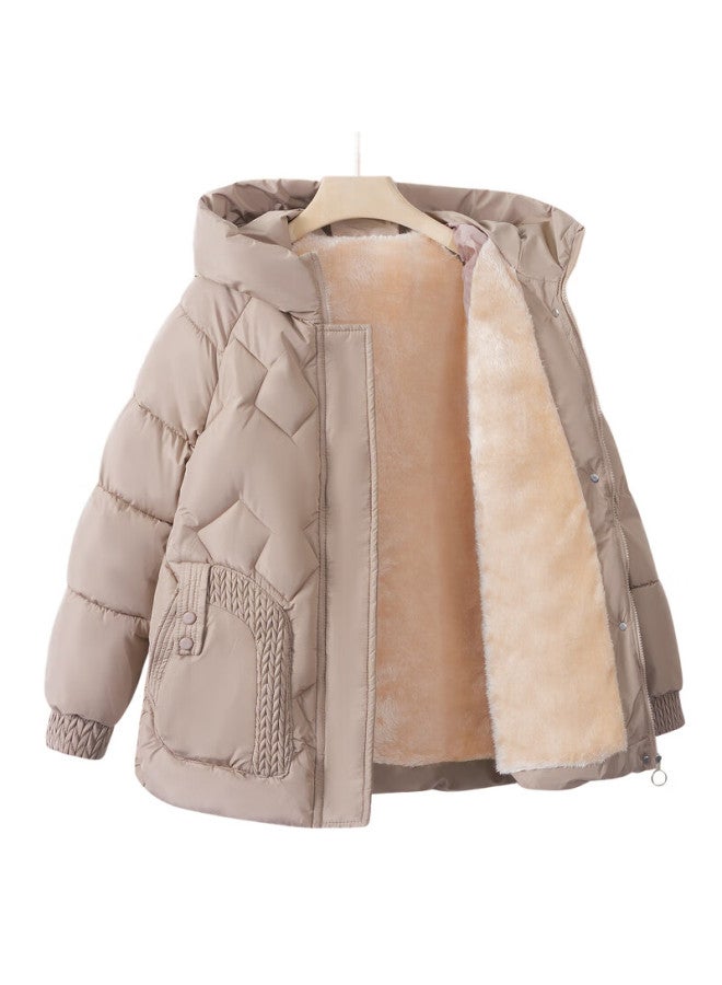 Hodo Women's Autumn Winter Fleece Lined Cotton Jacket  New Middle-aged And Elderly Fashionable Cotton Coat For Women Aged 50-60 - Image 4