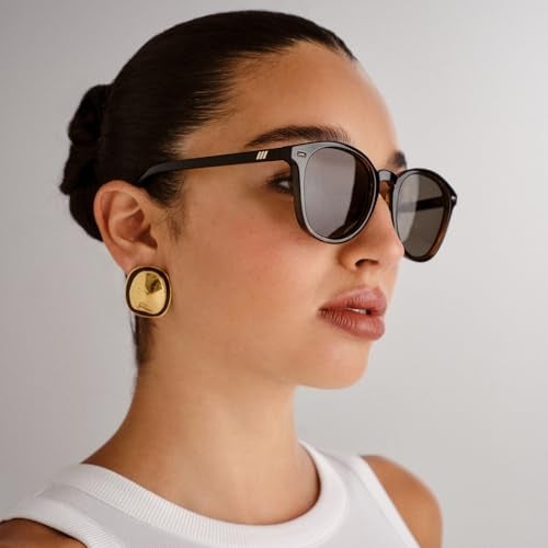 Le Specs Bandwagon Sunglasses - Black Tort, Round, Unisex, Classic 'Everyday' Style - Image 4