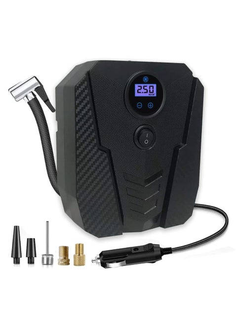 Portable Car Air Compressor Tire Inflator, 12V Car Electric Air Pump with Analog Display Pressure Gauge 100 PSI with Adapter for Bike, Truck, Ball, Car