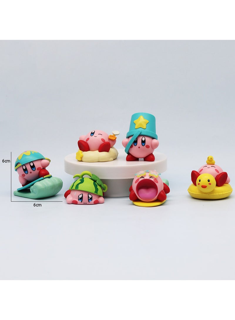 6-Piece Set Of Beach Series Kirby Figure Model Ornaments Suitable For Collection And Gift ,Bag Pack  - Image 2