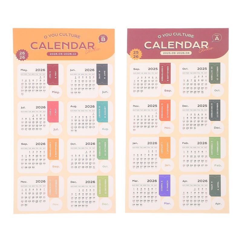 Calendar Month Tabs Schedule Planner Adhesive Index Divider Stickers Multi Color Paper for Organization 2sheet - Image 1