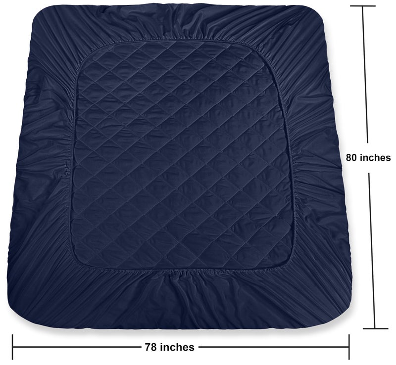 Utopia Bedding Quilted Fitted Mattress Pad, King Size, Elastic Fitted Mattress Topper Protector and Cover Stretches up to 16 Inches Deep, Machine Washable (Navy) - Image 5