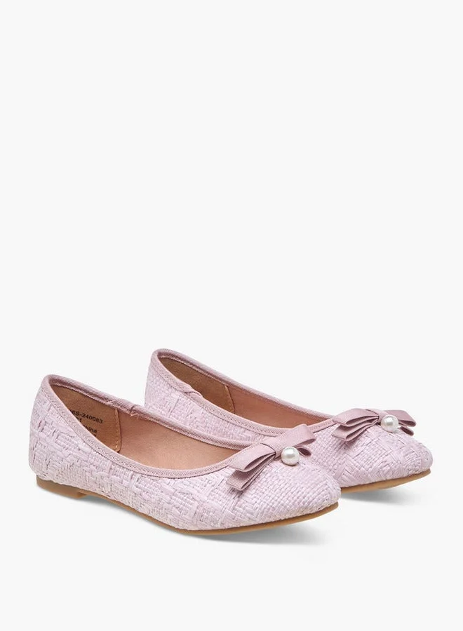 Little Missy PINK Bow Applique Slip-On Ballerina Shoes for Women | Best Price UAE