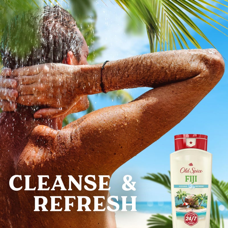 Old Spice Cleansing Body Wash for Men, 24/7 Shower Fresh with Lasting Scent, Cleanse & Refresh, Gentle on Skin, Vitamin B3, Fiji with Palm Tree + Coconut Scent, 18 oz (Pack of 4) - Image 3