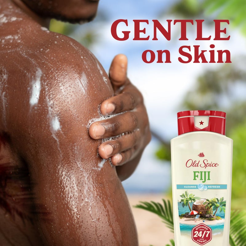 Old Spice Cleansing Body Wash for Men, 24/7 Shower Fresh with Lasting Scent, Cleanse & Refresh, Gentle on Skin, Vitamin B3, Fiji with Palm Tree + Coconut Scent, 18 oz (Pack of 4) - Image 5