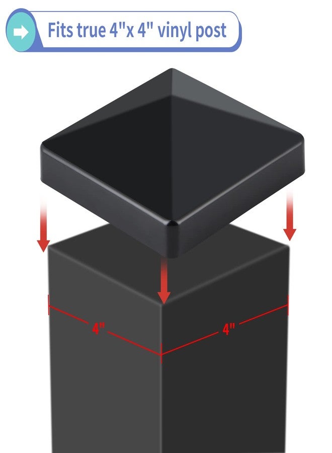 MOLIGOU 4 Pcs Vinyl Fence Post Caps, Pyramid Post Caps, Post Cap Cover for 4"×4" Vinyl Post (Black) - Image 4