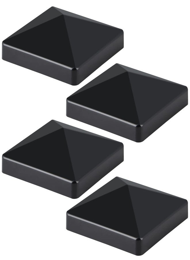 MOLIGOU 4 Pcs Vinyl Fence Post Caps, Pyramid Post Caps, Post Cap Cover for 4"×4" Vinyl Post (Black) - Image 1