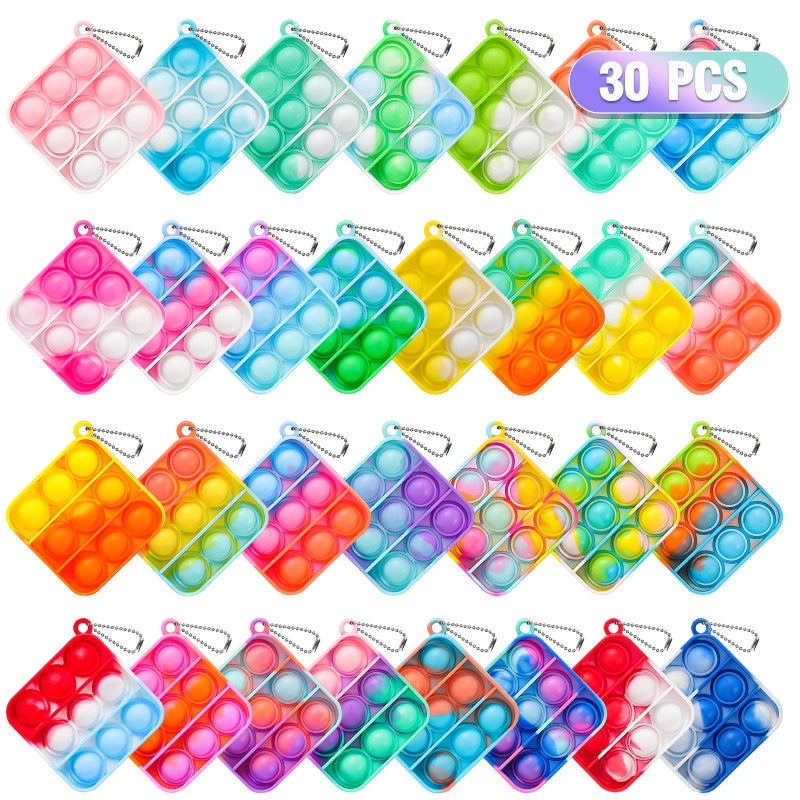 Genuvi Pop Fidget Toys Bulk Its Party Favors for Kids 48 812 30 Pack Mini Pop Keychain It Small Fidgets for Classroom Prizes School End of Year Student Gifts from Teacher Birthday Goodie Bag Stuffers - Image 4