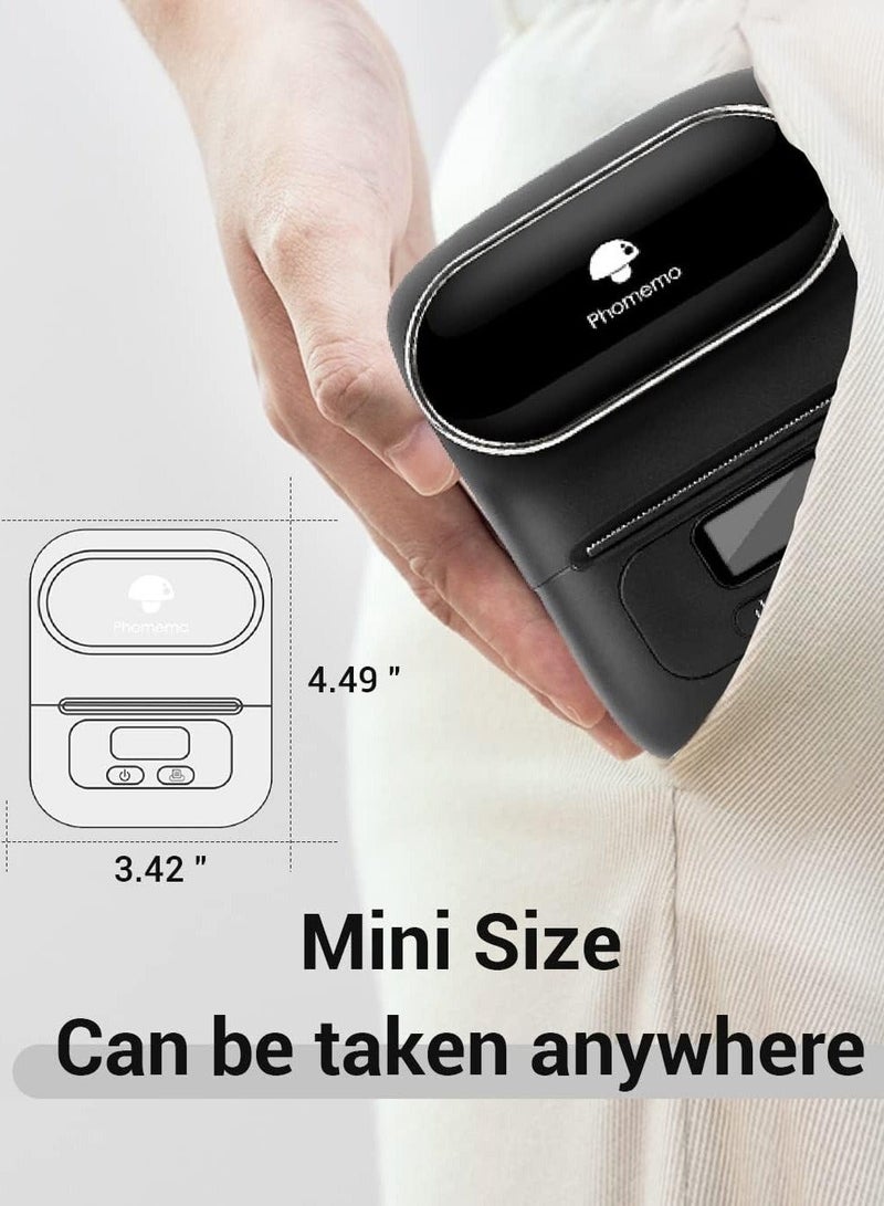 Phomemo M110 Portable Bluetooth Thermal Mini Label Maker Machine, Sticker Maker, Barcode Printer for Clothing, Jewelry, Retail, Mailing, Compatible with Android & iOS System (Black) - Image 3