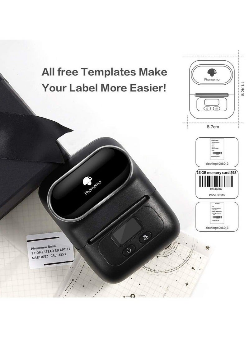 Phomemo M110 Portable Bluetooth Thermal Mini Label Maker Machine, Sticker Maker, Barcode Printer for Clothing, Jewelry, Retail, Mailing, Compatible with Android & iOS System (Black) - Image 4