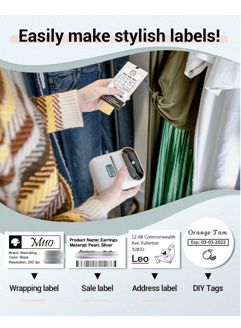 Phomemo M110 Portable Bluetooth Thermal Mini Label Maker Machine, Sticker Maker, Barcode Printer for Clothing, Jewelry, Retail, Mailing, Compatible with Android & iOS System (Black) - Image 5